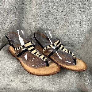 Naughty Monkey Zebra Print Gemma Flat Sandals Womens 8 Animal Print